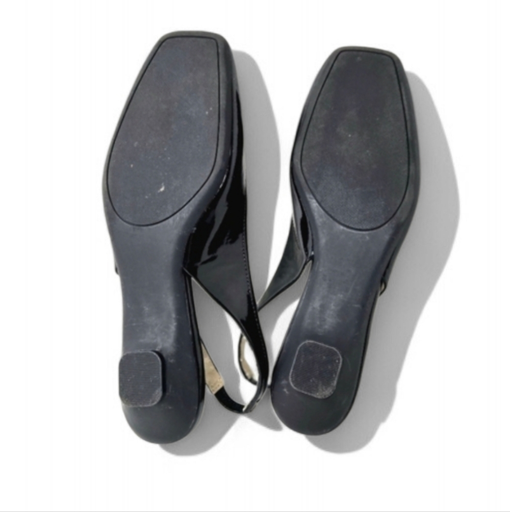 Liz Claiborne Sling Back Shoes. Black Patent, 8.5 M. - Picture 5 of 12